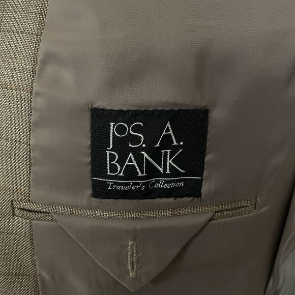 Jos. A. Bank 41L Brown Check Silk / Wool / Ramie 2-Button Dual-Vent Sports Coat - Picture 7 of 10